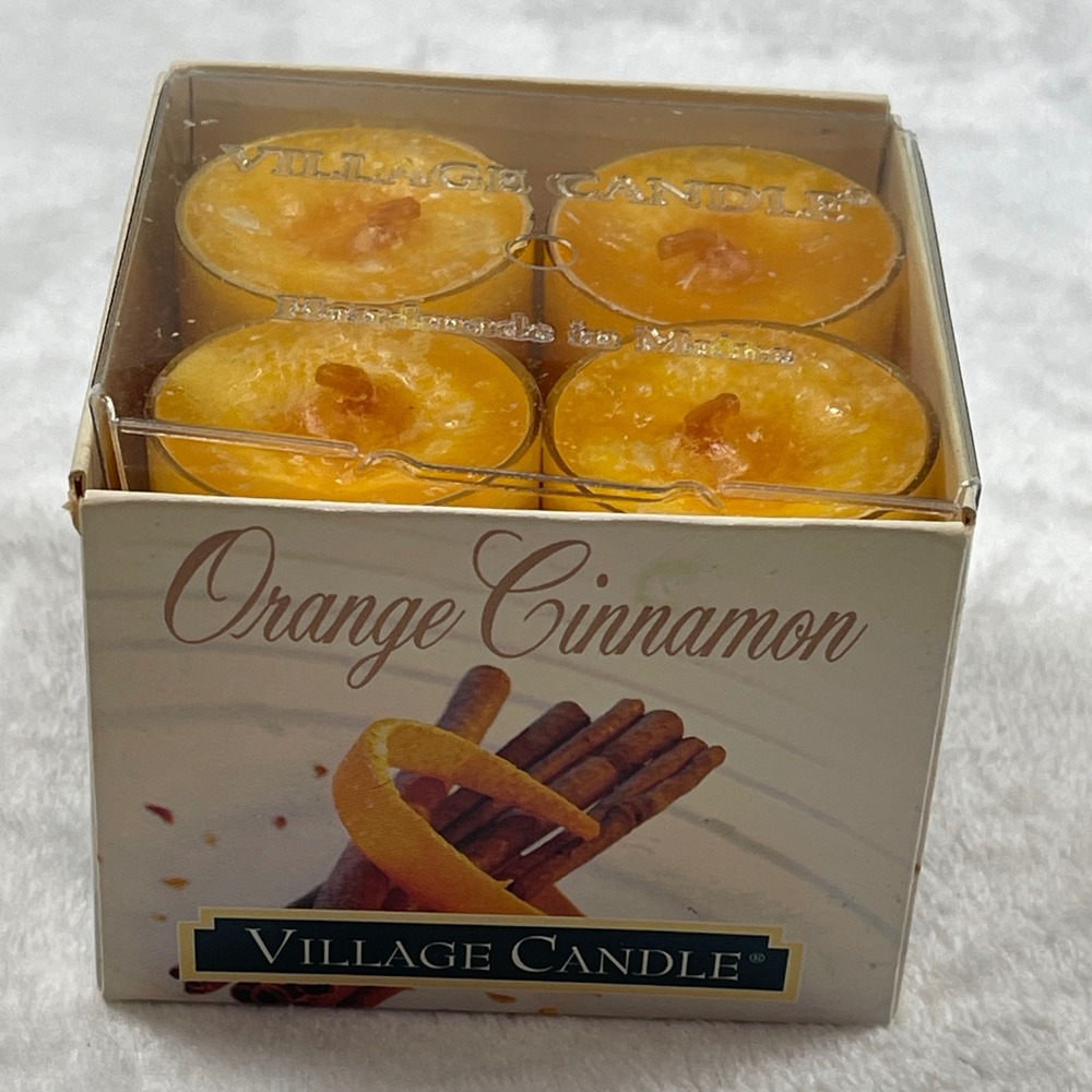 Village Candle Orange Cinnamon‎ Tea Lights 12 Pack Handmade in Maine USA 8oz New